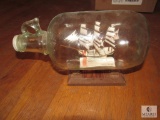 Ship in a Glass Gallon Jar Bottle Decoration with Wooden Stand