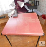 Vintage Folding Card Table & Dual Head Flexible Table Lamp