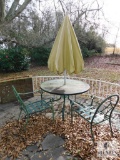 Aluminum Patio Set Glass Top Table 2 Chairs & Umbrella