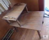2 Tier Vintage Wood Side Table Spindle Legs