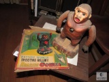 Vintage Battery Operated Shooting Gallery Roaring Gorilla Tin Toy