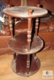 3 Tier Round Wood Shelf 3 Spindles Table or Plant Rack