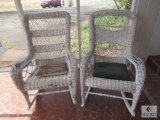 Lot 2 Wicker White Rocking Chairs