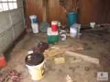 Contents of Garage; Yard Tools, Paints, Charcoal Grill, Pallets, Fan, Tires, +