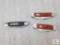 Lot 2 Wood Carved & Painted Pocket Knives and 1 Real Scoutknife