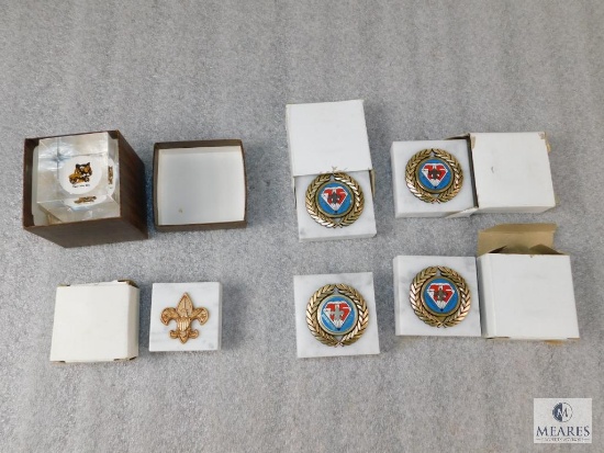 Lot 6 New Marble Boy Scouts Paperweights BSA & Diamond Jubilee and Glass Cub Scout