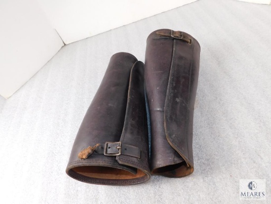Vintage 1910's Leather Puttees Boot Shin Covers Boy Scouts