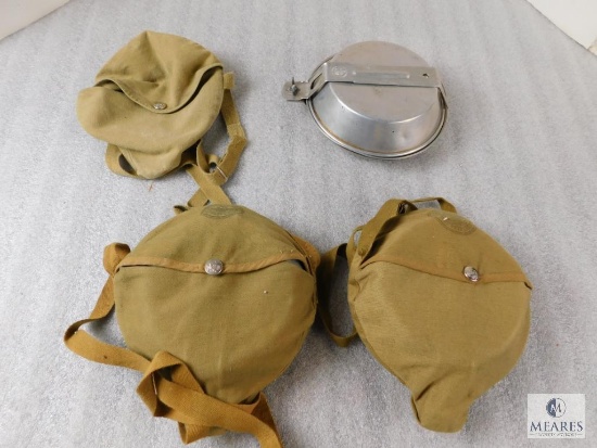 Lot 3 Official Boy Scouts Cooking Kits Mess Kit Sets in Canvas Covers