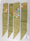 Lot 4 Vintage Boy Scouts 1950's - 1980's Merit Badge Sash w/ Patches