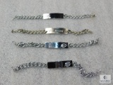 Lot 4 Vintage Boy Scout Explorer Identification Bracelets Silver Tone