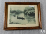 Lot of 2 Framed BSA Pictures; 1 Seton Woodcraft Indians Canoe & 1 Eagle Scout Project