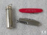 Lot Boy Scout Central Florida Pocket Knife - 2 Knives & Vintage Match Holder