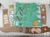 Lot of 10 Vintage Girl & Brownie Scout Sash w/ Several Patches and Pins