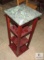 Wood Decorative Shelf or Plant Stand w/ Green Marble Top