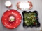 Lot of Large Ceramic Christmas Trays / Platters & 1 Matching Candle Holder
