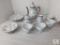 15 piece Sterling China Tea Set; Teacups, Saucers, Desert Plates, Sugar, Creamer, & Kettle