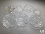 Lot 6 Clear Glass or Cut Crystal Trays some Divided Relish Dishes