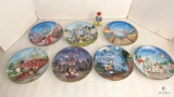 Lot of 7 Walt Disney Mickey Mouse + Collector Plates & Donald Duck Porcelain Statue