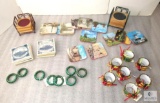 Lot of Coaster Sets Porcelain & Wooden and Christmas Theme Napkin Rings