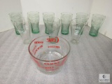Lot of 9 Coca-Cola Glasses Drinking Glass & Large Ice Bowl Bucket