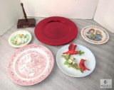 Lot 5 Decorative Plates; 1 Cherished Teddies, 1 Churchill, 1 Jonathan Byron Cardinal +
