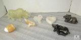 Lot 7 Stone Carved Animals, Heart, & Egg - Bull Possibly Jade