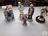 Lot 5 Flambro Emmett Kelly Clown (1 Signed on bottom, 1 Musical) Porcelain Collectible Figurines