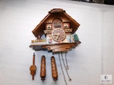Wooden Swiss Style Home Coo Coo Clock w/ Pendants Battery Operated Moving Parts