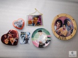 Lot Elvis Presley Collector Plates, Tins, and Stamp Stained Glass