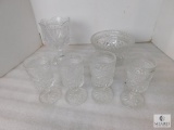 Lot of Crystal Stemmed Candy Dishes & 4 Cut Glass Goblets
