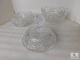 Lot of 3 Crystal Cut Dishes; 2 Bowls 1 footed, and 1 Covered Butter Dish