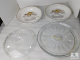 Lot of 2 Large Royal China Deep Dish Pie Plates w/ Pineapple Upside-down Recipe