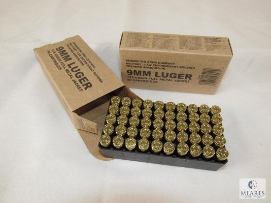 Remington 100 Rounds 9mm Luger 115 Grain FMJ Ammunition