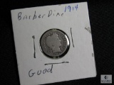 1914 Barber Dime Good