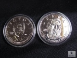 Lot 2 Clad Coin Saddam Hussien & George Bush Commemorative Coins