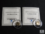 Lot 2 American Mint U.S. History of Gold Collector Coins