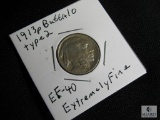 1913 P Buffalo Nickel Type 2 EF-40 Extremely Fine Dark Spot on Reverse