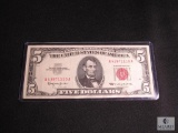 1963 $5 Five Dollar Bill Uncirculated Red Seal