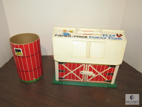 Vintage Fisher Price Barn Toy w/ Silo, Fence, and Animals