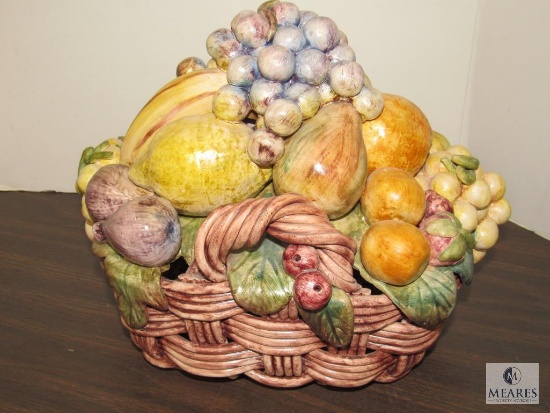 Large Ferreira & Santos Porcelain Fruit Basket Decoration