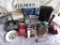 Lot of Assorted items, Jewelry box, lunch bags, WWII VHS series, Books etc.