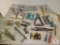 Lot of mixed spark plugs, caulk gun, tools etc.