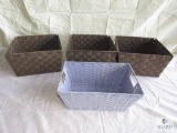 Lot of 4 Woven Storage Baskets