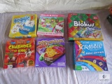 Lot of 6 Board Games, Scrabble,, Blokus, Boggle Jr etc. ( Refer to Photos)