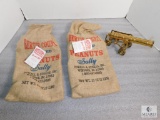 Lot of 2 Peanut Bags, Small Brass Cannon