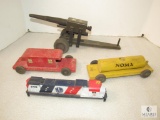 Lot of wooden toys, train.