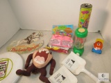 Mixed Lot of assorted items, frisbee , toy camera , small shovel etc.