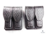 2 New leather double mag pouches for staggered magazines like Beretta 92,96 and similar