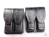 2 New leather double mag pouches for staggered magazines like Beretta 92, 96 and similar