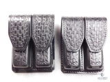 Lot 2 New Leather Double Mag Pouches for Staggered Magazines like Beretta 92 & 96